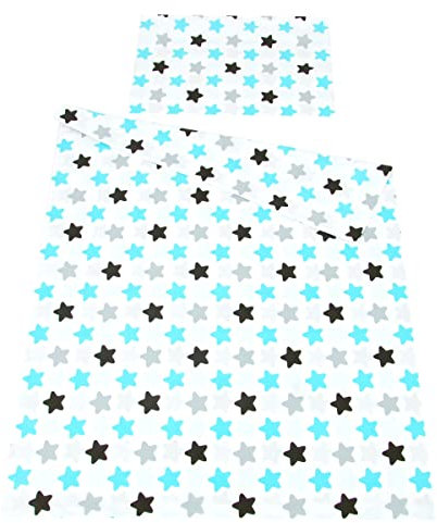 Babylux Bettwäsche Bezug 2 TLG. 100 x 135 cm Kinderbettwäsche Bettwäsche Bettset Babybettwäsche (98. Sterne)