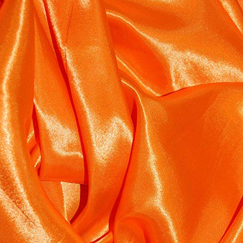 Silky Satin Dress Craft Fabric Plain Luxury Wedding Material 150cm. Wide. 20% Off When Selecting 3 or More Metres of Any one Given Colour. (Orange) (1m)