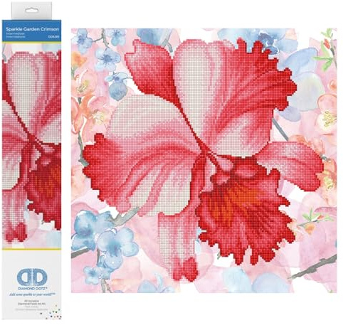 DIAMOND DOTZ Painting, Intermediate Kit DD5, Sparkle Garden Crimson, 30.5 x 30.5cm