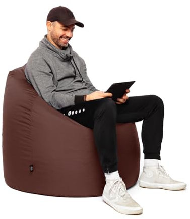 PATCH HOME Sitzsack Tropfenform - 3 Größen - 25 Farben XXL - Höhe 115cm, Durchmesser 95cm Braun