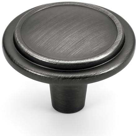 HESTIA HARDWARE 10 Pack | Pewter Vintage Cabinet Knobs | 1-1/4 Inch Antique Silver Kitchen Cabinet and Drawer Pulls, Dresser and Closet Knobs (Z6.10.B)