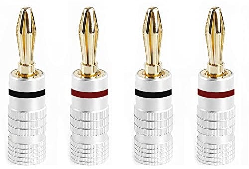 4 Fiches de Câble Bananes, Connecteur Jack Audio, Verrouillage à Double vis, Connecteur de Câble de Haut-Parleur pour Amplificateur, Hi-FI, Récepteur