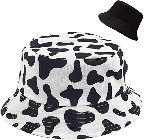 crazy bean Unisex Sonnenhut FischerhüTe Hip Hop Graffiti Fischerhut Bucket Hat Baumwolle Unisex Faltbar Anglerhut Strandhut FishermüTze Outdoor-Hut(Kühe)