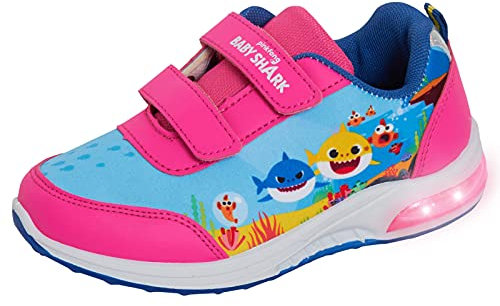 Pinkfong Filles Bébé Requin Lumineux Baskets De Sport Enfants Facile Fixer Chaussures De Skate LED Lumières Clignotantes Chaussures De Course Pompes Roses
