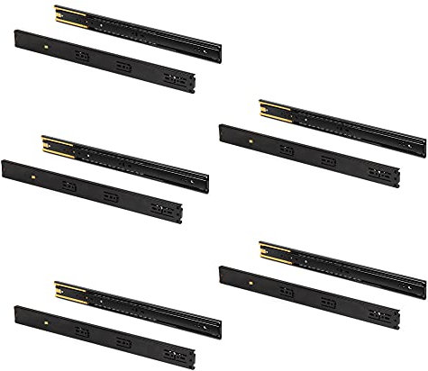 Emuca - Schubladenschienen kugellager 45mmx500mm, Set aus 5 Paar aus schubladenauszug Vollauszug mit dämpfer, Schwarz