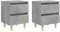 vidaXL Comodini con Gambe Pino Massello 2pz Grigio Cemento 40x35x50 cm