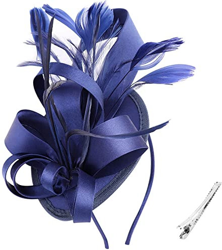 DRESHOW Fascinator Hüte für Damen Pillbox Hut mit Schleier Stirnband und Einer Gegabelten Clip Tea Party Kopfbedeckung