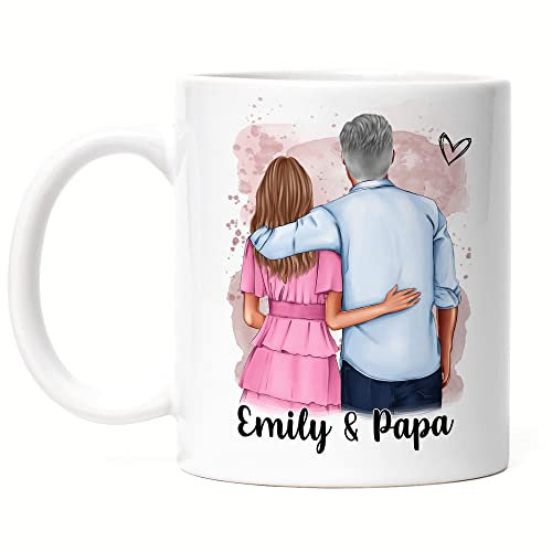 Kiddle-Design Vater Tochter Tasse Personalisiert Papa Geschenk Vatertag Geburtstag Vatertagsgeschenk bester Papa Stiefvater Bonuspapa Opa