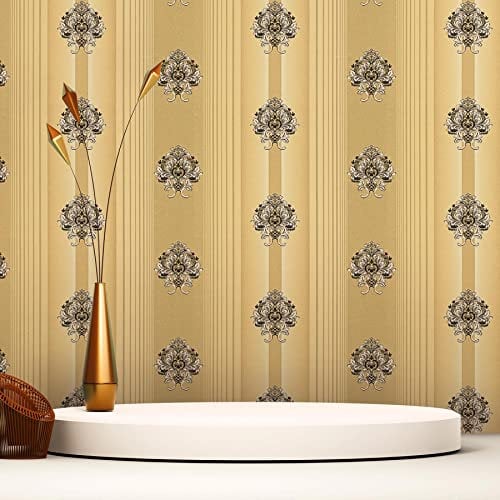 TADESSI Tapete Streifen Nino M1-No.2337 | Vliestapete | Gold | Ornament | Klassik | Barocktapete