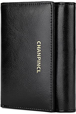 CHANPINCL rfid vintage kurz damen geldbörse sicher großvolumig münzgeldbörse doppel groß geldscheine mul, Schwarz, Schnalle Geldbörse