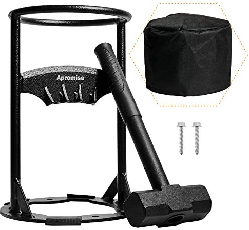Apromise Divisor de madera - Divisor de leña con martillo de trineo de 4 libras y cubierta divisora impermeable, divisor de leña resistente para el hogar, campamento - sin hacha, seguro y portátil