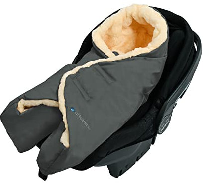 Altabebe MT2008LP-64 Lammfell Umschlagdecke für Babyschale und Autositz, Dark Grey