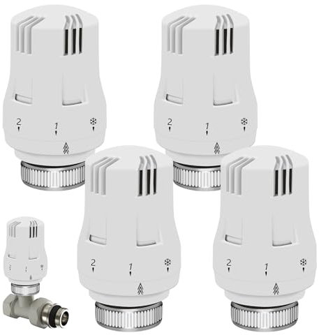 AVCXEC Testa Termostatica, 4 Pezzi Valvole Termostatiche per Termosifoni, M30 x 1.5 Valvola Termostatica per Radiatore, Valvole Radiatori Termosifoni per Casa e Ufficio