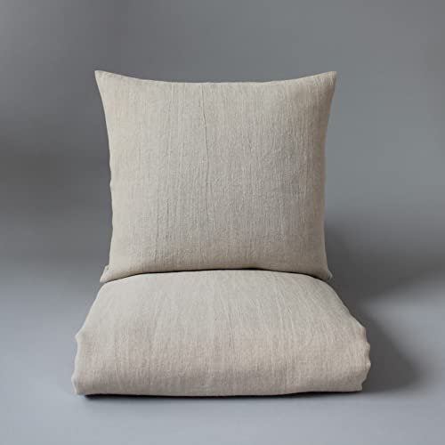 melynas Kinderbettwäsche aus 100% Bio-Leinen, GOTS (135x200 + 40x80 cm) - Weich, Atmungsaktiv und unglaublich Hautfreundlich – Natürlich/Ungebleicht, Farbe Sandgrau