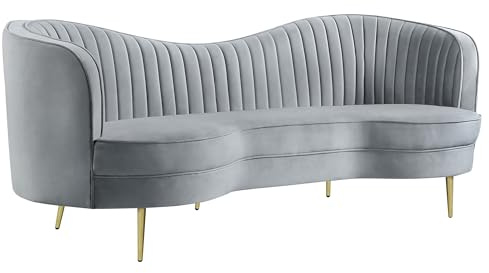 Coaster Home Furnishings - Sophia - Velvet Fabric Upholstered Channel Tufted Stationary Sofa with Inverted Camel Back - Contemporary - Living Room - Gray - 506864