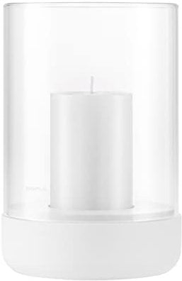 blomus Windlicht -Calma- | Kerzenhalter aus hochwertigem Beton und Glas | Farbe Lily White | Größe L | 15L x 15B x 22,5H cm | Indoor | exkl. Kerze