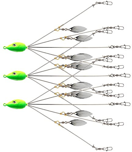 ZENFUN Set mit 3 Alabama Umbrella Rigs, 5 Arme 8 Klingen Angel Rigs für Bass Bait Köder, Angelköder Köder Köder Salwater Striper Schwimmköder