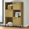 Chusui Bücherregal, Regal Kinderzimmer, Bookshelf, Bücher Regal, Mehrzweckregal, Bookcase, Leiterregal, Standregal, Allzweckschrank, Oslo Metallbeine Braun 90x35x128,5 cm Massivholz