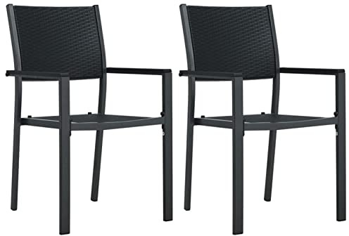 Keketa Patio Chairs, Outdoor Dining Chairs Bistro Furniture for Outdoor Garden Yard Deck Lawn 2 pcs Black Plastic Rattan Look