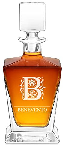 Maverton caraffa per whisky con incisione 800 ml - Decanter per whisky in vetro - Incisione personalizzata - Bottiglia per il whisky in cristallo per uomo per compleanno - Cognome