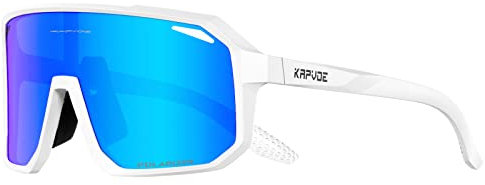 KAPVOE Fahrradbrille Polarisiert Herren Damen Sonnenbrille Sportbrille Radbrille Sportsonnenbrillen Radsportbrille Radfahren MTB Brille Rennrad Triathlon Laufen Wandern Volleyball Bergsteigen Blau