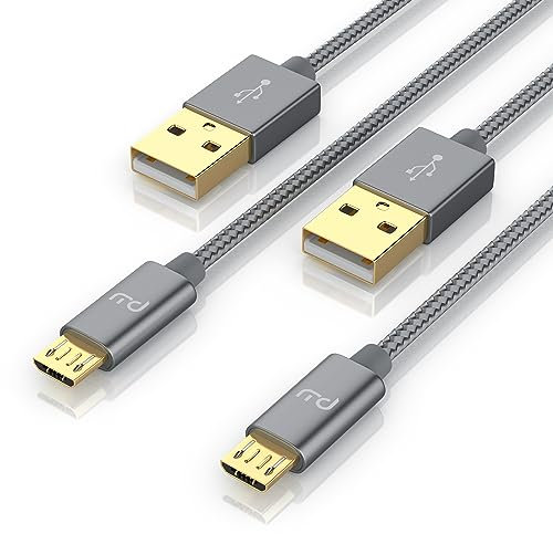CSL - 2X 3m Micro USB Kabel - 2,4A Schnellladekabel - Nylonkabel + Metallstecker - Ladekabel Datenkabel für Android Smartphones Samsung Galaxy HTC Huawei Sony Nexus Nokia Kindle