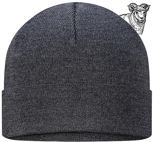 TODO 100% Merino Mütze - Warm, Weich, Bequem für kalte Tage - Winter Alltag. Wolle Hält Warme Beanie Damen & Herren (Merino 100%, Grau)