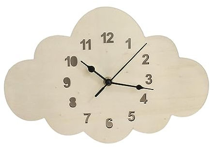 Baoblaze Holz Wanduhr Wolken, Wooden Wall Clock Cloud Shape, Kreative Wanduhr, Leise Wanduhren Dekoration, Lautlos Hängeuh Uhren für Wohnzimmer Küche, Büro, Kinderzimmer, Home, Kindergarten