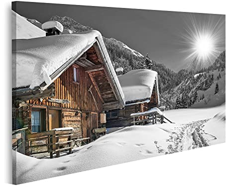 islandburner Bild auf Leinwand Winter Ski Chalet Hütte Schnee Berg Landschaft Tirol Österreich Bilder Wandbilder Poster