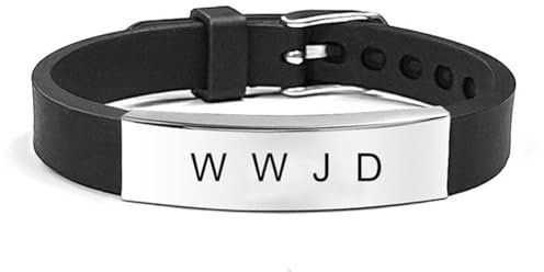 WWJD Armbänder - Einstellbar What Would Jesus Do Silikon Armband für religiöse Christus Jesus Glauben Erinnerung Armreif mit christlichen Geschenken für Sonntagsschule Fundraising, Schwarz