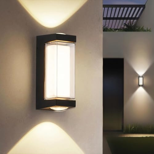 JZCDR Aussenlampe Hauswand Lampen für Terrasse Wand 10W Warmweiß | Außen Haus Wandlampe Modern Aluminium Wasserdichte Aussenbeleuchtung Wand für Eingang Garten Terrasse