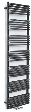 Milano Bow Black D Bar Middle Connection Heated Towel Rail - 1800mm x 500mm