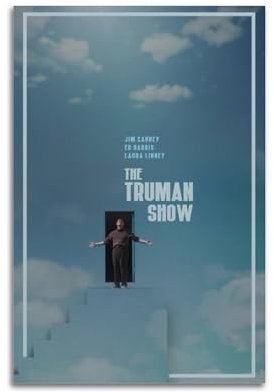 ALOEU The Truman Show 1 Musikalbum, klassisches Filmbild, Wandkunst-Poster, Wand-Collage-Set, Leinwand, Vintage-Film, Leinwand-Poster, Wandkunst, Poster, moderne Leinwandkunst, Bilder für Wohnzimmer,