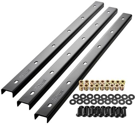 SOTECH Gratleisten 3 Stück U-Form Stahl schwarz 80 x 4 x 2 cm für Tischplatten/inkl. Befestigungsschrauben und Einschraubmuffen Verstärkungsprofil, Querstrebe, U-Profil, Aussteifungsprofil