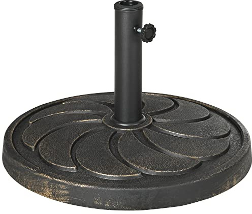 Outsunny Sonnenschirmständer 18 kg Runder Sonnenschirmfuß für Ø38/48 mm Schirmstange, Runder Gartenschirmständer für Balkon, Kunstharz, Bronze