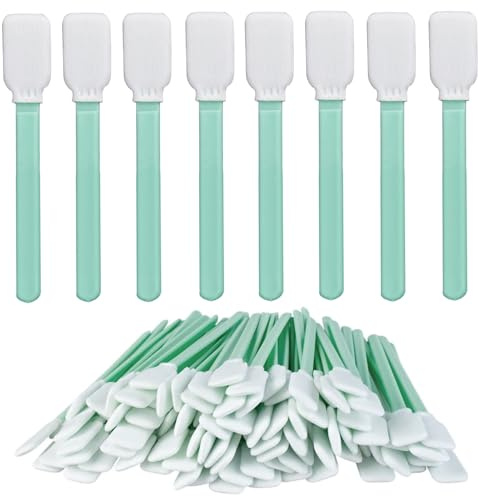 TOATELU 100 Stück Reinigungsstäbchen, SchaumreinigungsstäBchen, Wattestäbchen Lang Steril, Rechteckige Wattestäbchen für Tintenstrahldrucker, Optische Linse, Druckkopf, Kamera, Linsen Reinigung