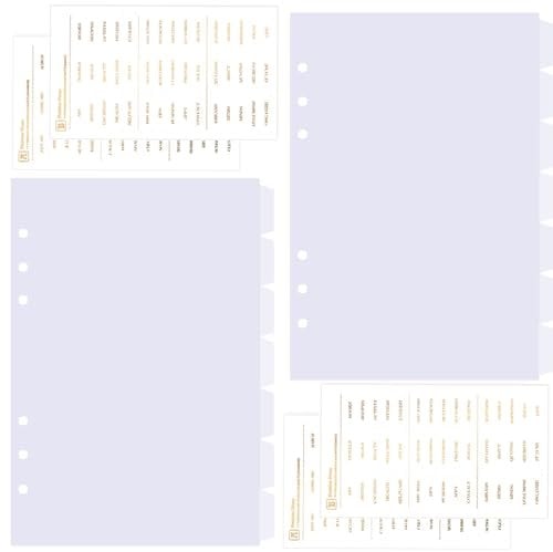 DY.2ten transparent Ordner Trennblätter A5 6 Loch 14 Blätter / 2 Sets, Kunststoff Ordner Register A5 Index Teiler für Ringbuch,Notizbuch,Planer(21cm x 14.2cm)