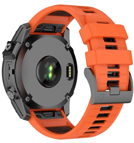 Shecret 22mm Quick Fit Armband für Garmin Fenix 7/Fenix 7 Pro/Fenix 6/Fenix 6 Pro/Fenix 5/Forerunner 935/945/745, Weiches Silikon Sportuhrband Ersatz für Approach S60/Descent G1, OrangeSchwarz