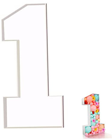 CUCUFA Nummer 1Balloon Box 28,74 Zoll Dekorative Ballon Füllung KT Board Box Nummer Rahmenmodellierung Ballon Box (Nicht enthaltene Luftballons), große Zahlen