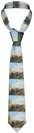 IFHSIGoe Herren-Krawatte mit Dampfzug und Eisenbahn, Polyester, schmale Krawatte für Hochzeit, Party, Bräutigam, Trauzeugen, Siehe Abbildung, Einheitsgröße