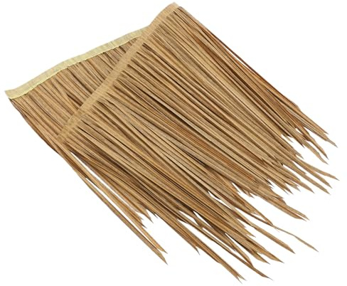 POPETPOP Flame Retardant Straw Tiles Artificial Thatch Panel for Garden Patio Cover Simulation Straw Roof Lifelike Landscaping Decor