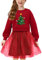 Arshiner Ragazze Abito Tulle Splice Bambini Manica Lunga Collo Rotondo Elegante da Festa Moda Casual Autunno Inverno per Ragazze 4-5 Anni Albero di Natale