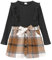 PATPAT Bekleidungssets für Mädchen A-Linie Plaid Rock Set, Komfortable Stoffe Kleinkind Mädchen Mode Kleidung 2Pcs Outfits Set - Ideal für Schule, Freizeit und Outdoor, Schwarz, 9-10 Jahre, 134-140