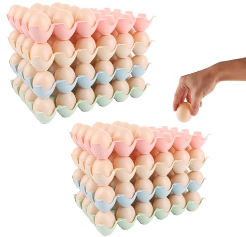 MUXHEL 8 Stück Eierhalter für kühlschrank, 29 x 19.5 x 3.5CM 24 Eier Eieraufbewahrungsboxen, Eierschachteln 24 Gitter, Eierhalter, Eierbehälter aus Kunststoff, Kann 24 Eier (4 Farben) Halten