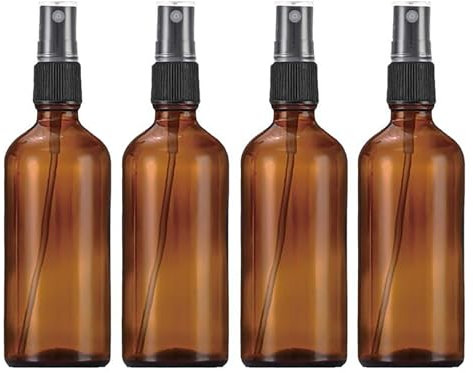 MYSUNBAR 4 flaconi spray da farmacista, 100 ml, in vetro marrone