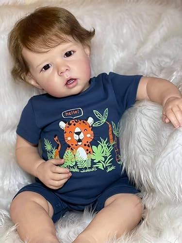 ROSHUAN Reborn-Puppe Liam - Realistische Vinyl-Babypuppe, Ganzkörper, Waschbar, Echt Aussehend, Lebendig Wirkend - Junge, Neugeborenes - Für Kinder Ab 3 Jahren