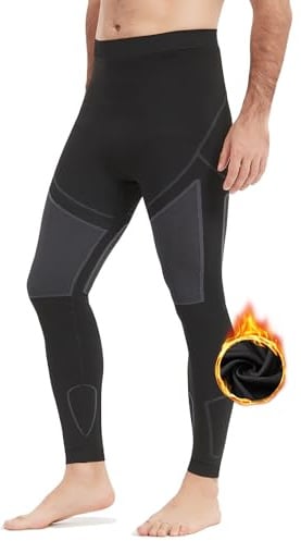 NOOYME Calzamaglia Termica Uomo Pantaloni Termici Uomo Traspirante Asciugatura Rapida Leggins Uomo Pantaloni Compressione Uomo per Sci Ciclismo Corsa Allenamento