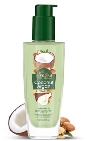 Vatika Naturals Ritual Coconut Argan Hair Oil | 100 ml | Nourishing Hair Oil for Daily Use | Non-sticky, Anti-frizz, and Scalp Nourishment | Contains Coconut & Argan Oil