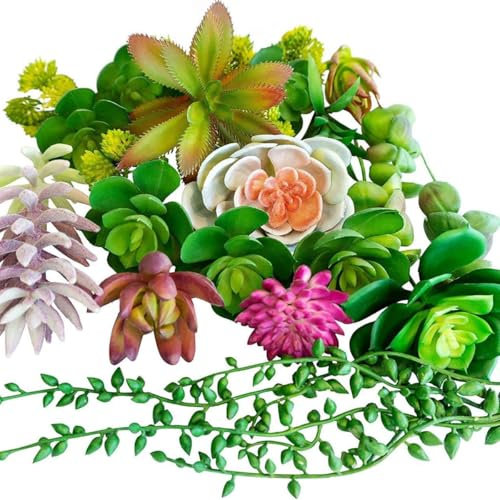 KARLOR Artificial Succulents Small, Pack of 12 Mixed Succulent Varieties, Modern, Minimalist, Eclectic Artificial Plant