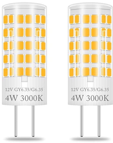 XIMNCHNI GY6.35 LED Lampe 4W Ersetzt Halogen 35W 40W 50W 12V Warmweiß 3000k Led Lampe Bi-Pin Sockel JC Typ 2-Stifte Led Glühbirnen G6.35 Ersatz für Halogen Stiftleuchte JCD LED 2er-Pack